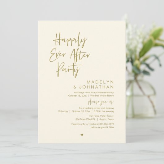 Happily Ever After Party, Modern Wedding Reception Kaart (Staand voorkant)