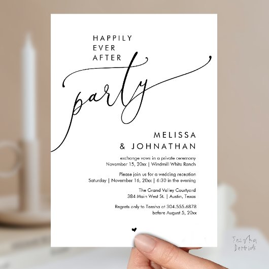 Happily Ever After Party Modern Wedding Reception Kaart