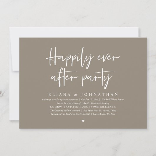  Happily Ever After Party Modern Wedding Reception Kaart (Voorkant)