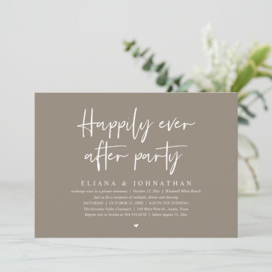  Happily Ever After Party Modern Wedding Reception Kaart (Staand voorkant)