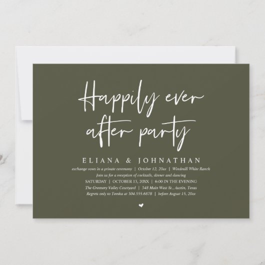 Happily Ever After Party Modern Wedding Reception Kaart (Voorkant)