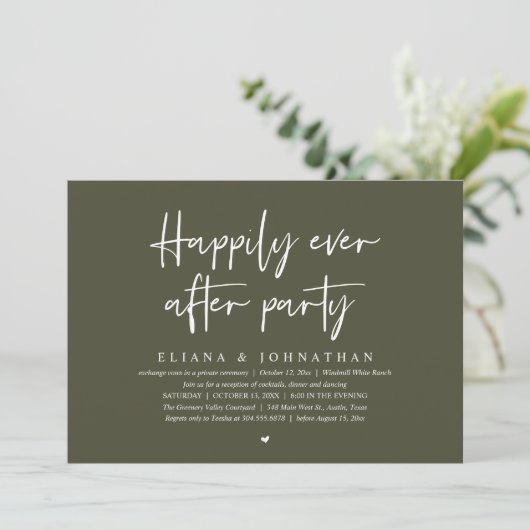  Happily Ever After Party Modern Wedding Reception Kaart (Staand voorkant)