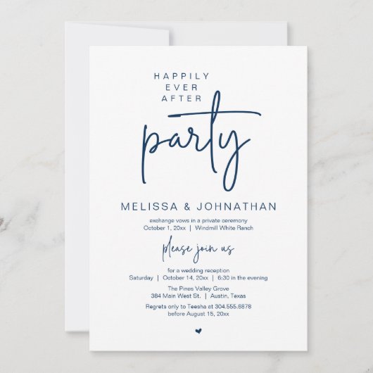 Happily Ever After Party, Modern Wedding Reception Kaart (Voorkant)