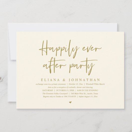  Happily Ever After Party Modern Wedding Reception Kaart (Voorkant)