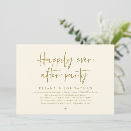  Happily Ever After Party Modern Wedding Reception Kaart (Staand voorkant)