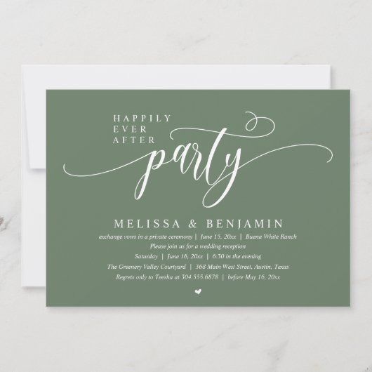 Happily Ever After Party, Reception Modern Minimal Kaart (Voorkant)