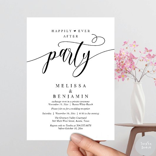 Happily Ever After Party, Reception Modern Minimal Kaart