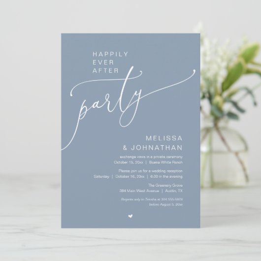 Happily Ever After Party Romance Wedding Reception Kaart (Staand voorkant)