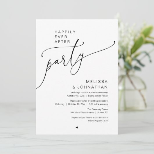 Happily Ever After Party Romance Wedding Reception Kaart (Staand voorkant)