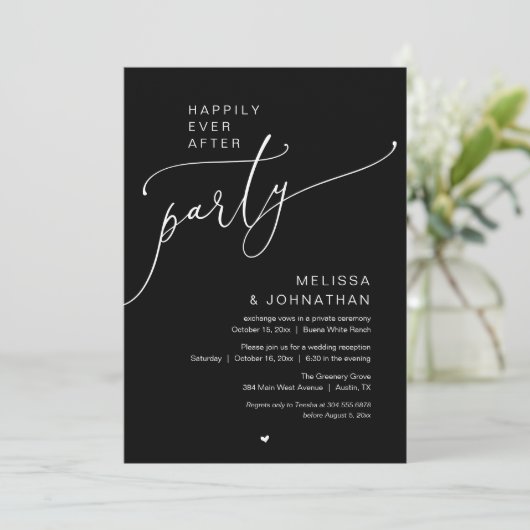 Happily Ever After Party Romance Wedding Reception Kaart (Staand voorkant)