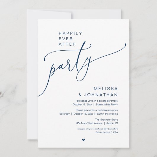 Happily Ever After Party Romance Wedding Reception Kaart (Voorkant)
