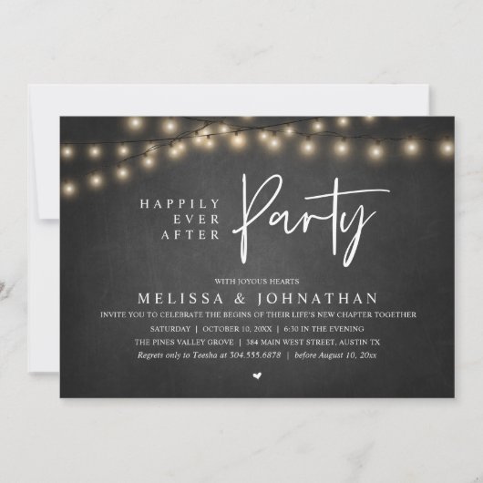 Happily Ever After Party, Rustic String Lights Kaart (Voorkant)