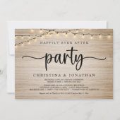 Happily Ever After Party, Rustic String Lights Wed Kaart (Voorkant)