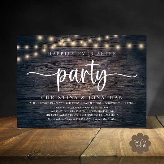 Happily Ever After party, Rustic Wedding Kaart