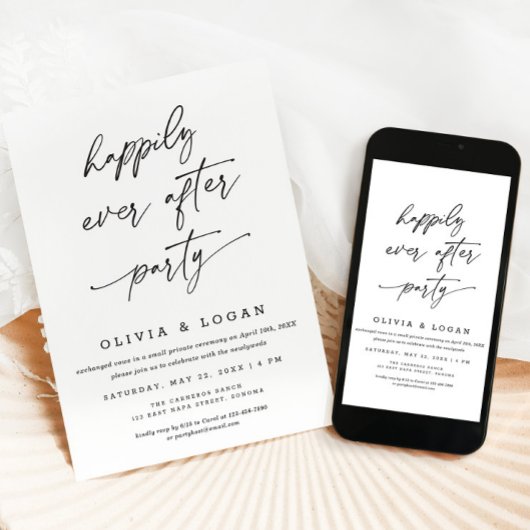 Happily Ever After Party Script Wedding Elopement Kaart