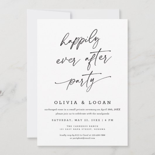 Happily Ever After Party Script Wedding Elopement Kaart (Voorkant)