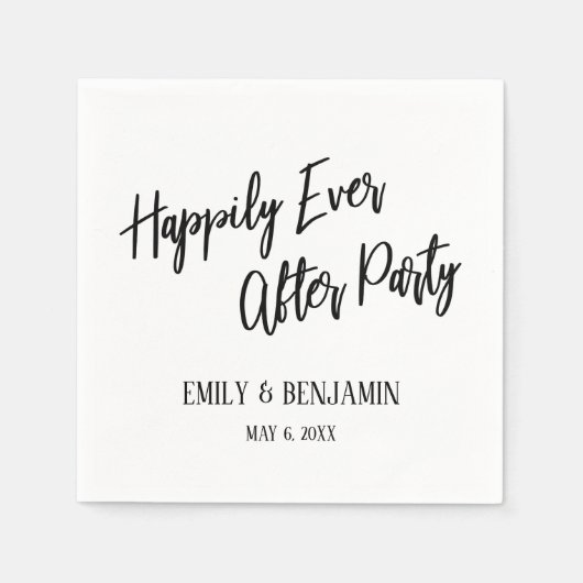 Happily Ever After Party Typografie Wit Servet (Voorkant)