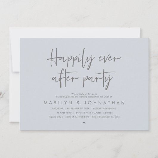 Happily Ever After Party, Wedding Dinner Dancing Kaart (Voorkant)