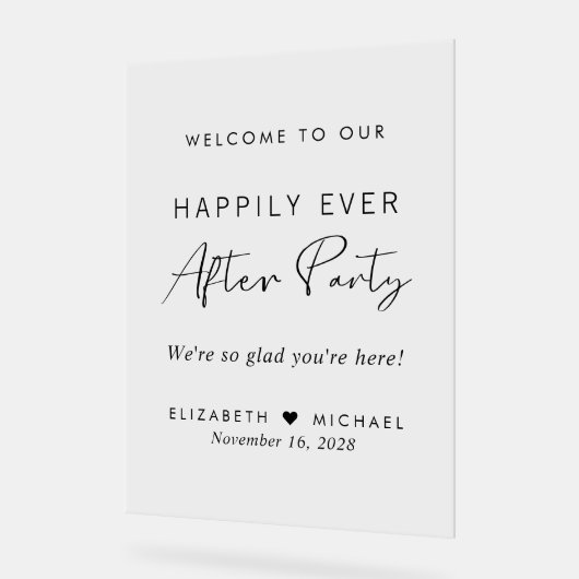 Happily Ever After Party Wedding Reception Welcome Acryl Bord (Hoek)