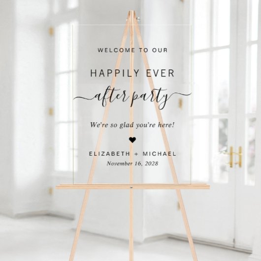 Happily Ever After Party Wedding Reception Welcome Acryl Bord