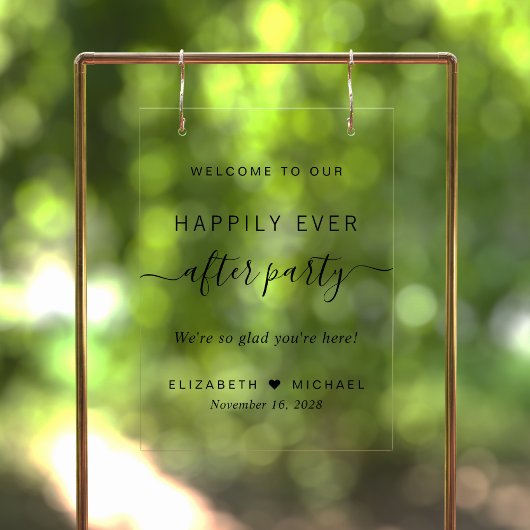 Happily Ever After Party Wedding Reception Welcome Acryl Bord