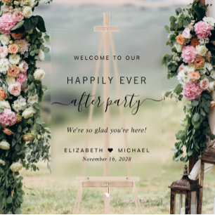 Happily Ever After Party Wedding Reception Welcome Acryl Bord
