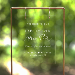 Happily Ever After Party Wedding Reception Welcome Acryl Bord