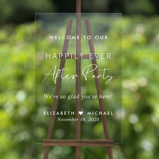 Happily Ever After Party Wedding Reception Welcome Acryl Bord