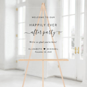 Happily Ever After Party Wedding Reception Welcome Acryl Bord