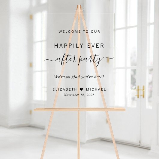 Happily Ever After Party Wedding Reception Welcome Acryl Bord