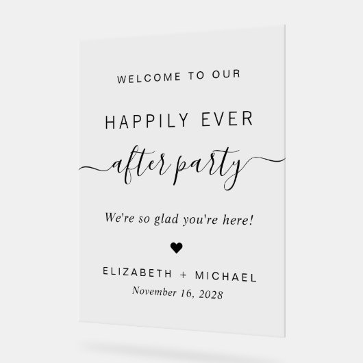 Happily Ever After Party Wedding Reception Welcome Acryl Bord (Hoek)
