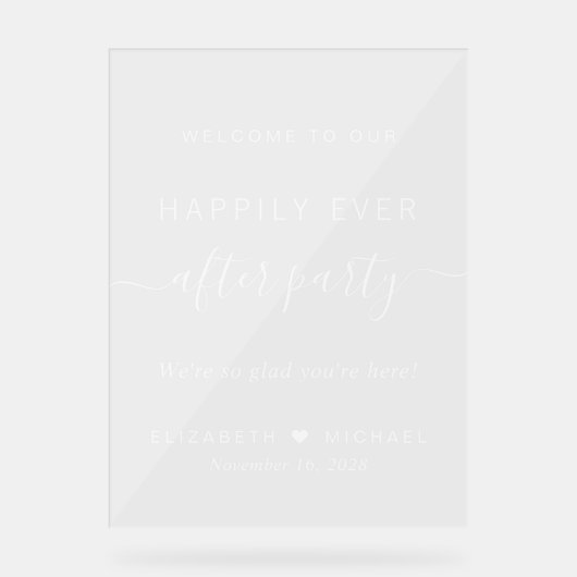 Happily Ever After Party Wedding Reception Welcome Acryl Bord (Voorkant)