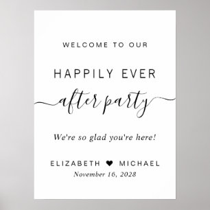 Happily Ever After Party Wedding Reception Welcome Poster