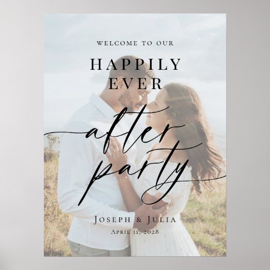 Happily Ever After Party Welcome photo wedding Poster (Voorkant)