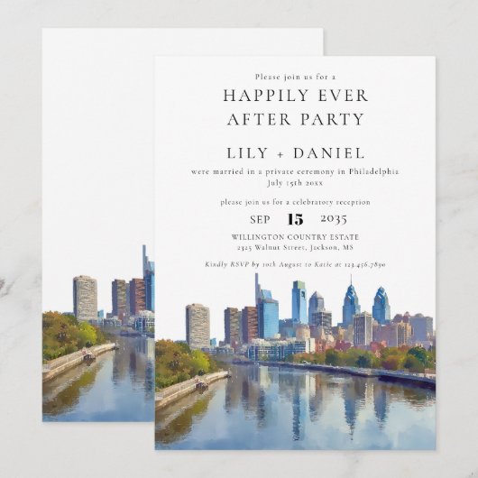 Happily Ever After Philadelphia Wedding Kaart (Voorkant / Achterkant)