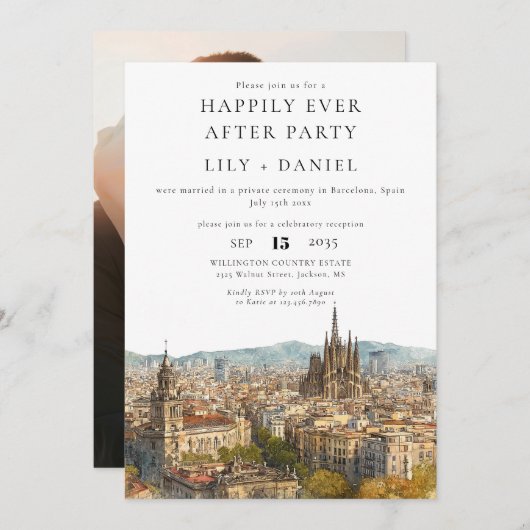 Happily Ever After Photo Barcelona Wedding Kaart (Voorkant / Achterkant)