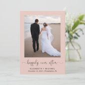 Happily Ever After Photo Blush Bruiloftsreceptie Kaart (Staand voorkant)