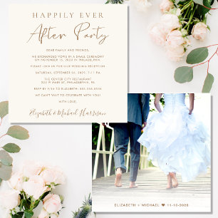 Happily Ever After Photo Cream Wedding Reception Kaart