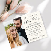 Happily Ever After Photo Cream Wedding Reception Kaart