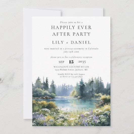 Happily Ever After Photo Forest Lakeside Wedding Kaart (Voorkant)