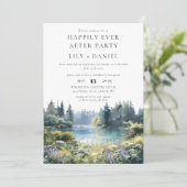 Happily Ever After Photo Forest Lakeside Wedding Kaart (Staand voorkant)