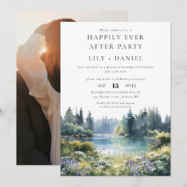 Happily Ever After Photo Forest Lakeside Wedding Kaart