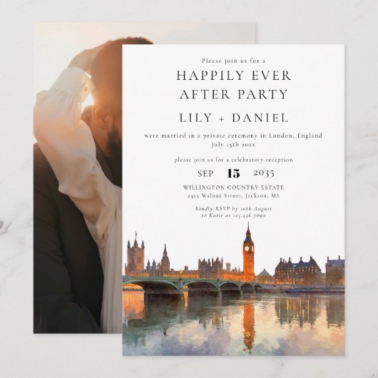 Happily Ever After Photo London Wedding Kaart (Voorkant / Achterkant)