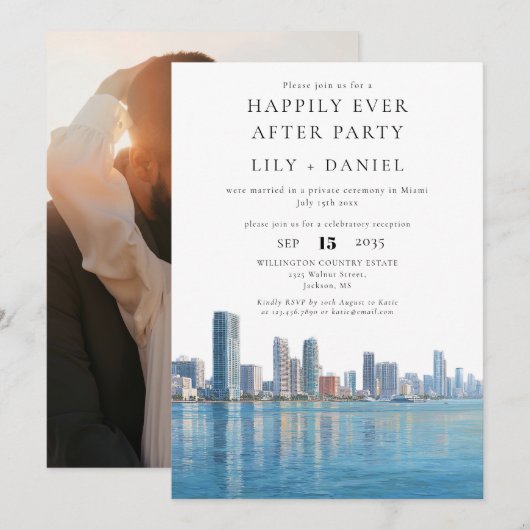 Happily Ever After Photo Miami Wedding Kaart (Voorkant / Achterkant)