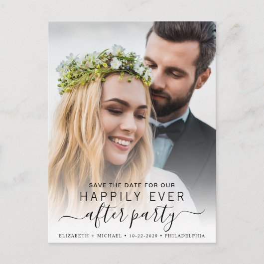 Happily Ever After Photo Reception Save The Date Aankondigingskaart (Voorkant)