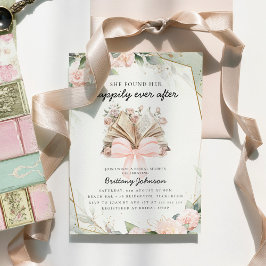 Happily Ever After Pink Floral Book Bridal Shower Kaart
