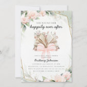 Happily Ever After Pink Floral Book Bridal Shower Kaart (Voorkant)
