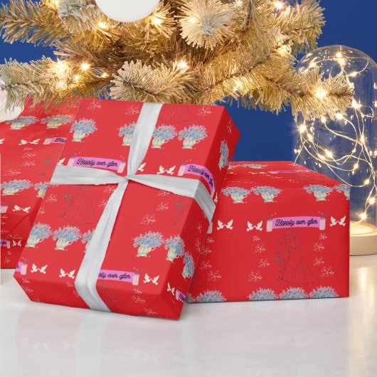 Happily ever after red cadeaupapier (Feestdagen)