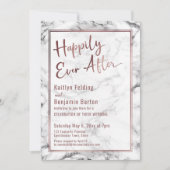 Happily Ever After Roze Gouden Marmeren Ontvangst Kaart (Voorkant)