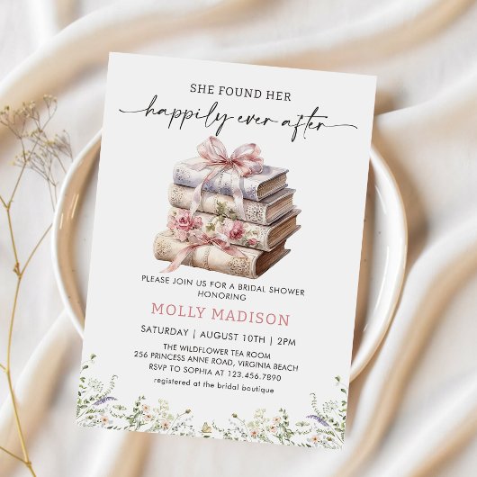 Happily Ever After Roze Strik Boek Bruidsfeest Kaart